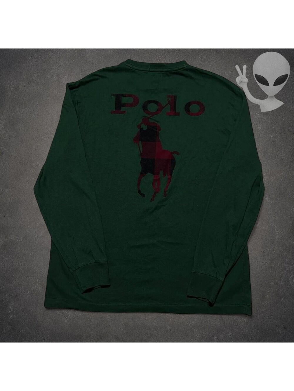 Polo Ralph Lauren Classic Fit Long Sleeve T-Shirt Mens L Green Big Pony Back